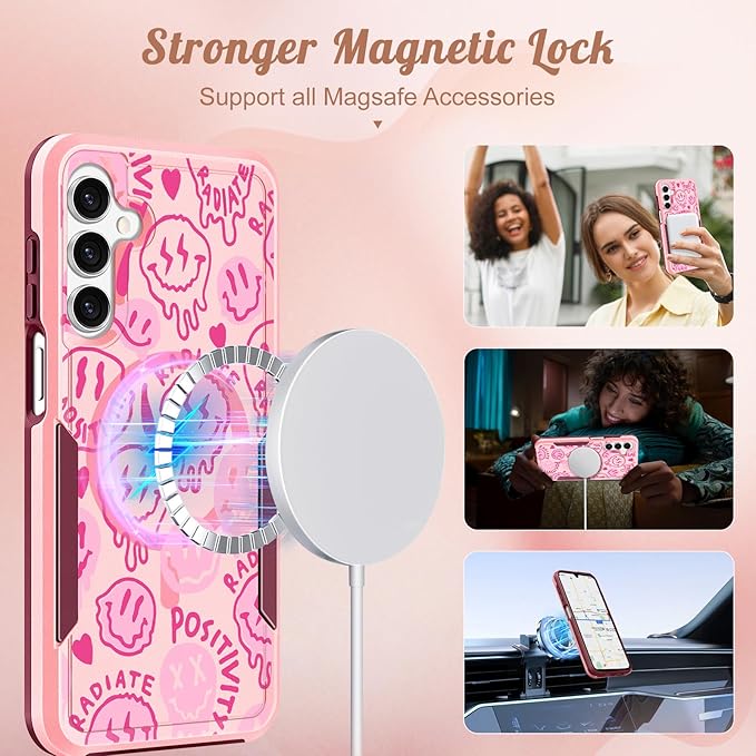 for Samsung Galaxy A14 5G Phone Case - Compatible with MagSafe Women Girls Cute Magnetic Protective Cover Girly Unique Fashion Heavy Duty Shockproof Design for Samsung Galaxy A14 5G Cases