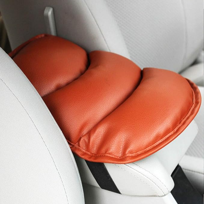 Armrest Cover for Car, PU Leather Auto Center Console Cover, Car Armrest Pad Cushion Seat Box Cover Protector, Universal Fit, Auto Car Interior Accessories for Women Men (Orange)