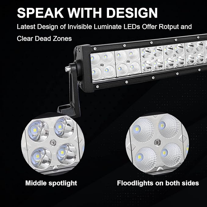 AUXTINGS 22 inch 120W Curved Double Row LED Light Bar Work Light Spot Flood Beam with Wiring Harness kit Switch for Trucks Tractor 4X4 Jeep Boat Off Road Auto Fog Driving Lamp 12V 24V Waterproof IP67