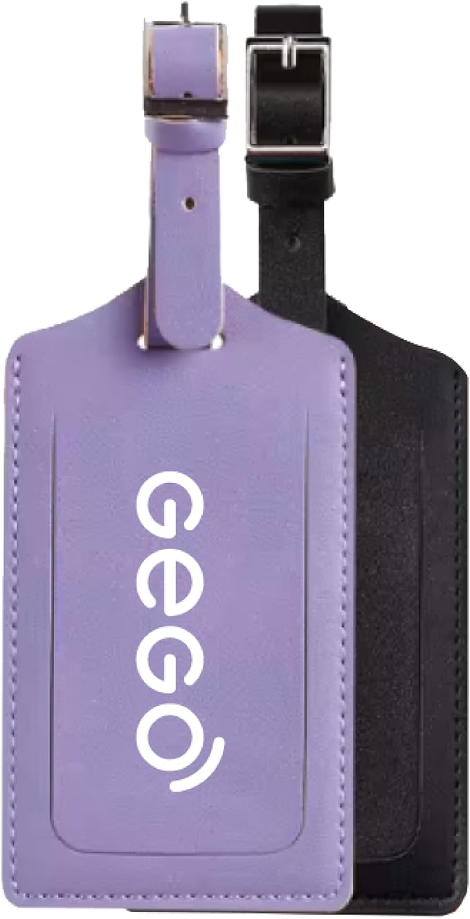 GEGO Premium Travel Kit, Sleep Mask 3D Contoured Eye with Soft Memory Foam, Luggage Tag Waterproof Resistant and Strap with Lock for Luggage TSA Approved (Sleep Mask Black/Luggage Tag Purple)