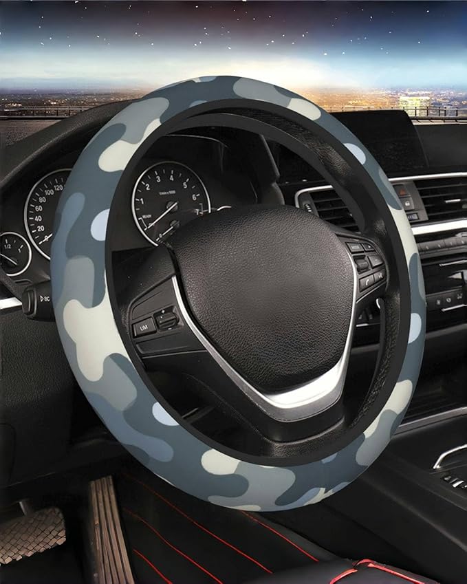 Steering Wheel Cover Accessories Neoprene Cover, Breathable Non-Slip Easy to Install Suitable for Women Men, 14.5-15.5 Inch for Car SUV Van Truck Universal - Camouflage