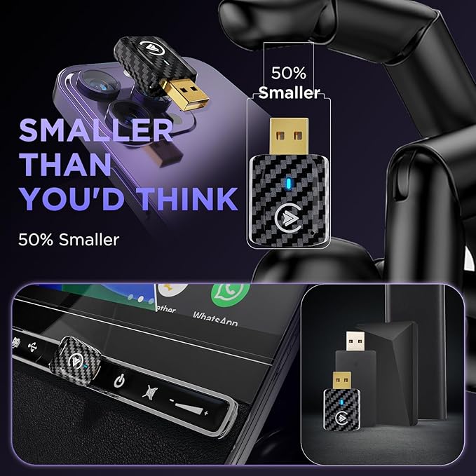 MSXTTLY 2in1 Carplay Wireless Adapter Android Auto Wireless Adapter, Mini USB Small Dongle Fast Auto Connect, Car Play Play Plug, for Apple iPhone iOS & Android 11+, OEM Wired Car Model 2017+, Black