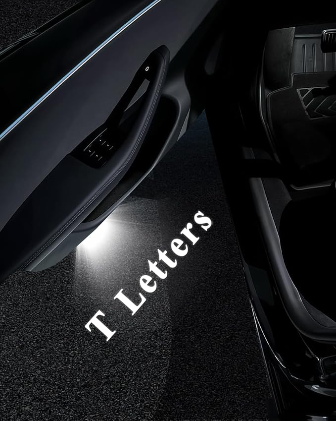 LOWEEY 4K Car Door Lights Logo Projector, Premium Accessories Compatible with All Tesla Model Y Juniper Model 3 Highland X S, OEM Style Ultra-Bright No Fade 3D Laser Puddle Welcome Ghost Light(4 Pack)
