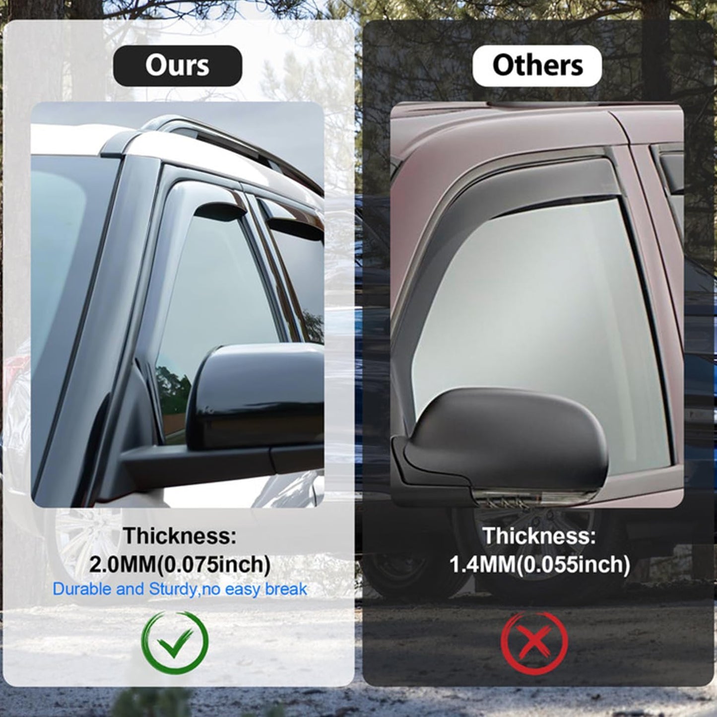 Nilight in Channel Window Deflectors for Toyota Highlander 2020 2021 2022 2023 2024 2025 Vent Window Visors, Rain Guards-4PCS