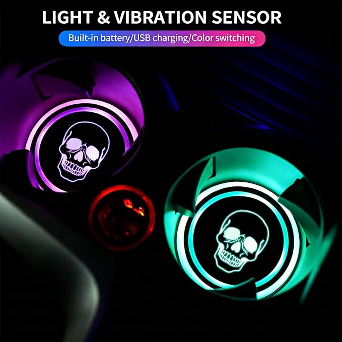 Heart Dog Paw LED Cup Holder Lights for Car,2Pcs LED Light Up Cup Holder Coasters with USB Charging 7 Colors,Waterproof Interior Atmosphere Lamp,Car Decor Accessories Gifts for Women Men Pet Love