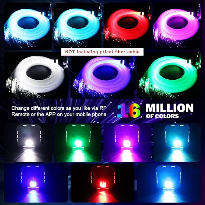 AMKI High Brightness 32W Twinkle Sound Mode RGBW Light Source Engine Driver Remote/APP Control Starlight Box Motor for Fiber Optic Star Ceiling Light Kit