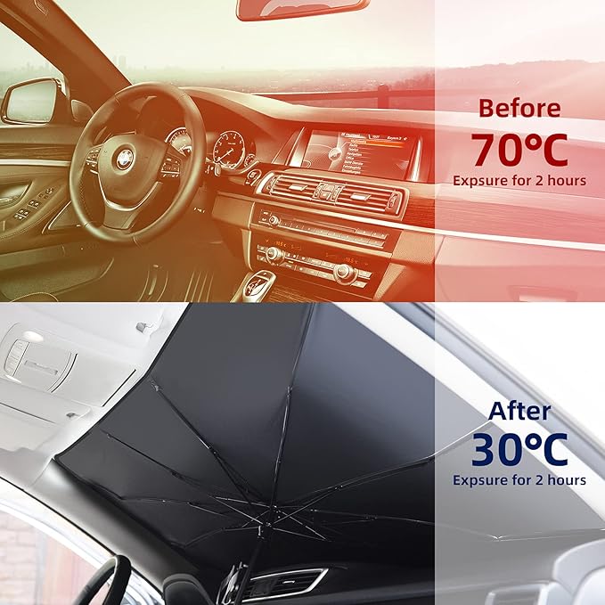 Foldable Car Windshield Umbrellas, Sun Shade Umbrella for Front Windows, Suitable for Windshields of Various Car Models (Large)