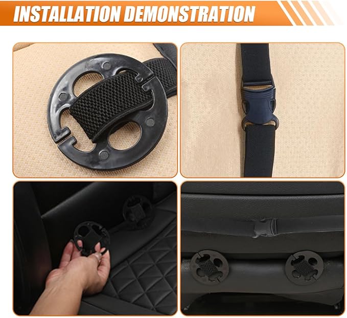 Luxury Faux Leather Car Seat Cover, Anti-Slip Waterproof Universal Front Bottom Seat Protector with Storage Pocket, Triangular Pattern Vehicle Seats Cushion for Sedans, SUVs, Trucks (2PCS&Black)