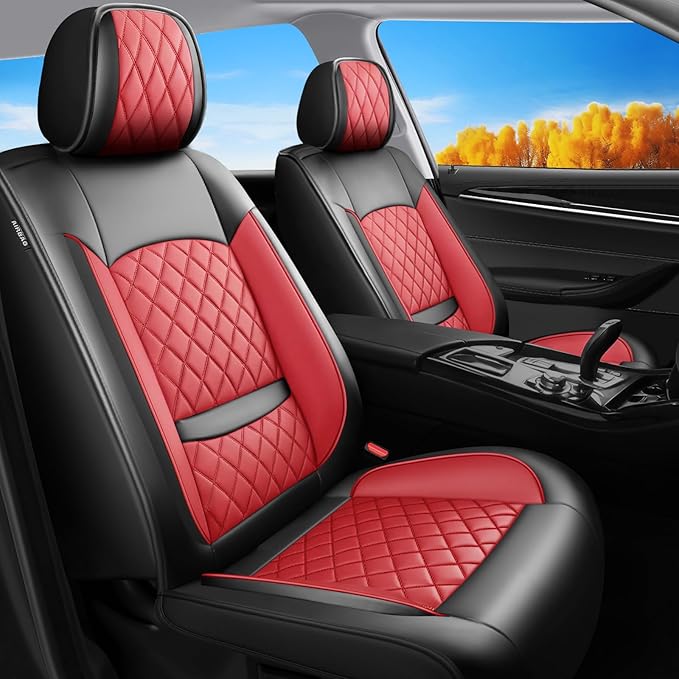 Fit RDX Car Seat Covers for Acura RDX 2010-2025 2026 - Premium Leather, Waterproof, All-Weather, Airbag Compatible, Anti-Slip, Breathable, Easy Install, Seat Protectors, Full Set, Red