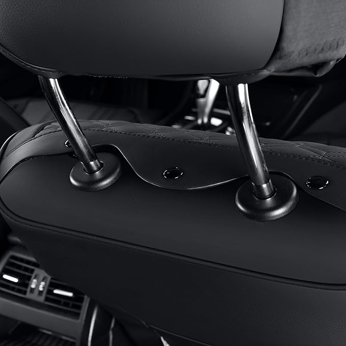 FLORICH Leather Cars Seat Covers Automotive Seat Cover Front Pair Waterproof Seat Covers for Car Vehicle Seat Cushion Protector Universal Fit for Most Cars Trucks SUVs, Black