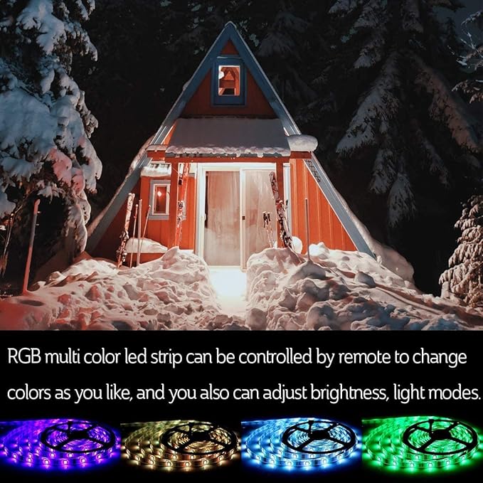SUPERNIGHT LED Strip Lights, RGB Color Changing 16.4Ft SMD5050 LEDs Flexible Light Strip Rope Lighting Kit with 44 Key Remote Controller and 12V Power Supply for Bedroom TV Backlight Christmas