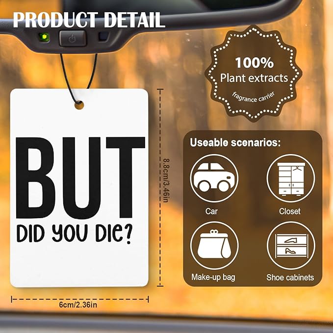 Funny Car Air Freshener 4 Pcs, Humorous Driving Quote Hanging Air Freshener for Cars Closet Drawer Books, Funny Sarcastic Gifts Car Accessories for Women Men