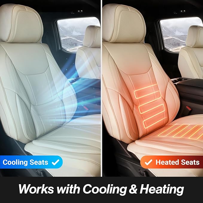 Coverland Custom Fit Car Seat Covers for Car Compatible with [Mustang, Fusion, Prius, Optima, TSX, MINI Cooper] Premium Waterproof Non-Slip Interior Seat Protector [Front Beige - Size Chart A17]