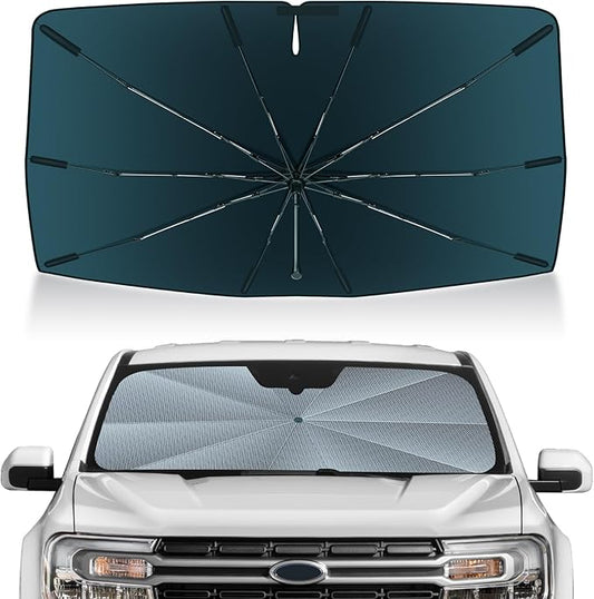 Autorder Windshield Sun Shade Umbrella for 2022-2026 Ford Maverick Accessories,Upgraded Ice Crystal Material,Easy Setup Umbrella Sunshade for Car Windshield,100% Sun Blocking