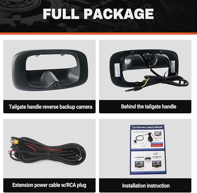 Tailgate Handle Backup Camera Compatible with 1999-2006 Chevy Silverado GMC Sierra 1500 2500 3500 HD Waterproof Reversing Rear View Back Up Camera, Tailgate Handle Backup Kit Replaces# 15228541