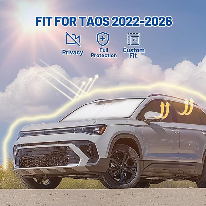 Car Window Shades Intended for Volkswagen Taos 2022-2026, Privacy Window Covers 8PCS for Side, Rear & Windshield, Car Shield Sunshade for Privacy Protection, Heat Blocking, Camping and Parking