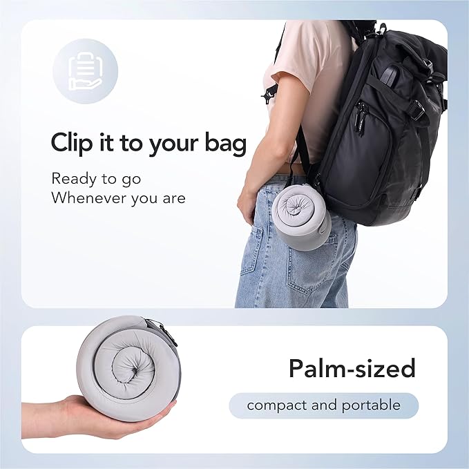 Travel Pillow, 100% Pure Memory Foam Travel Neck Pillow Airplane Neck Support Ergonomic Design for Traveling Suitable for Airplanes,Offices and Cars-Cooling Silk Grey Cover