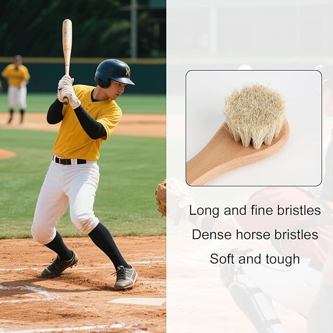 lasuroa 2pcs Baseball Glove Brush, Small Baseball Glove Scrub Horsehair Brushes Gentle Routine Maintenance Horse Hair Bristles Practical Cleaning Supply Accessories for Deep Clean