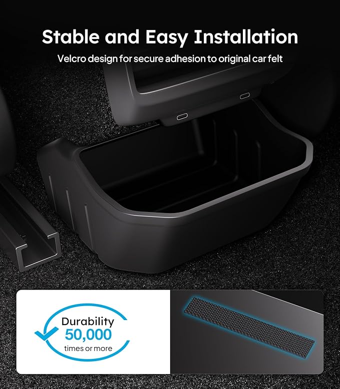 Wigoo 2025 Upgrade Tesla Model 3 Highland Accessories Rear Center Console Organizer [Partitioned Storage & Stable Installation] Backseat Storage Box for Tesla Model 3 2024~2026 - Obsidian Series
