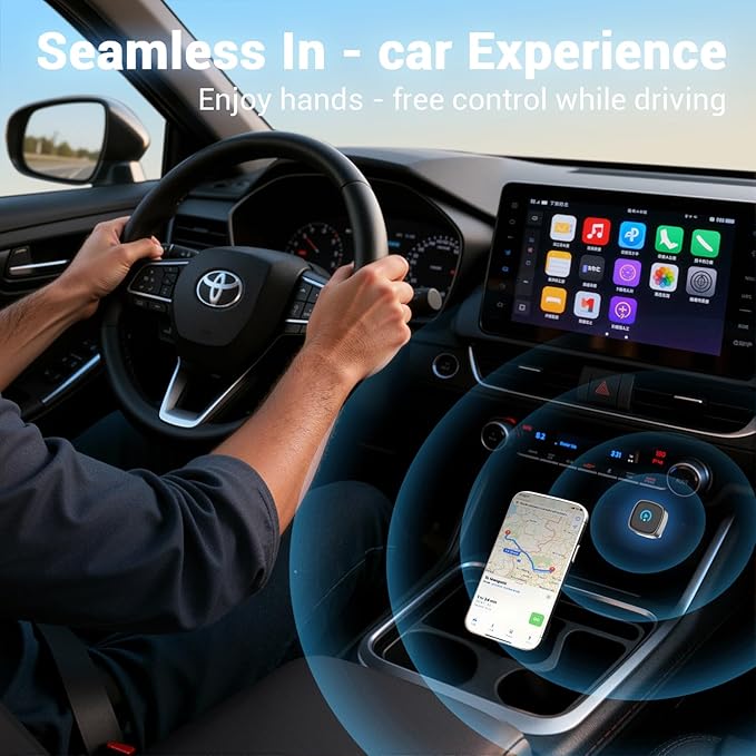 2-in-1 Wireless CarPlay & Android Auto Adapter, Plug & Play CarPlay Dongle Converts Wired to Wireless, Fast Auto-Connect, No Delay, Compact Design for iPhone & Android with USB/USB-C Port（Silver gray）