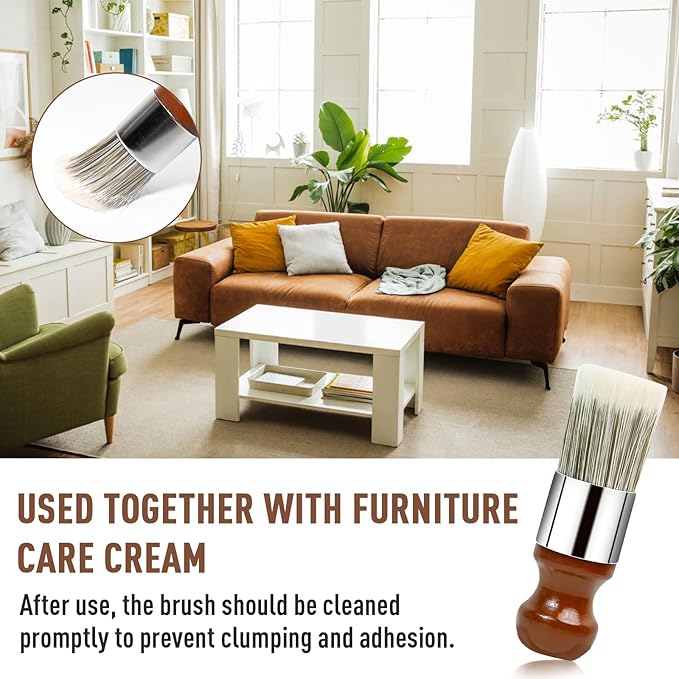 Horse Hair Brush for Leather and Furniture Salve - Durable Wax Brushing Tool with Comfortable Handle for Home Leather Cleaning