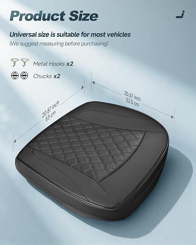 West Llama PU Leather Car Seat Cover Fit Winter,Breathable Bottom Seat Covers for Cars for Heated Seats,Universal Fits 90% Cars,SUVs,Sedans,21.26 × 20.86 Inch(1Piece-Black)