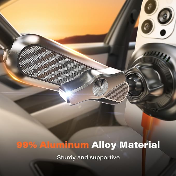 A2C Qi2 15W Wireless Charger for MagSafe Car Mount Charger Magnetic Suction Cup Phone Holder Windshield/Dashboard for iPhone 17/16/15/14/13/12, Aluminum Alloy Arm, for Jeep Wrangler, F150