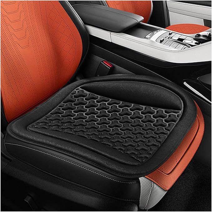 Car Seat Cushion, Comfort Cool Ice Silk Fibers Automotive Front Seats Pad, Non-Slip Breathable Auto Guard Seat Cushion, Drivers Seats Protector Covers for Vehicle, Home, Office (Black)