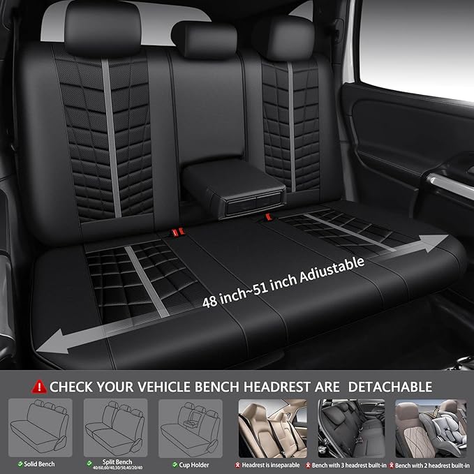 CAR PASS 3D Foam Mesh Leather Car Seat Covers Full Set, Breathable Premium Leather Seat Covers for Car,Anti Slip Universal Fit for Trucks Cars Sedans Vans SUVs, Airbag Compatible, Black Gray