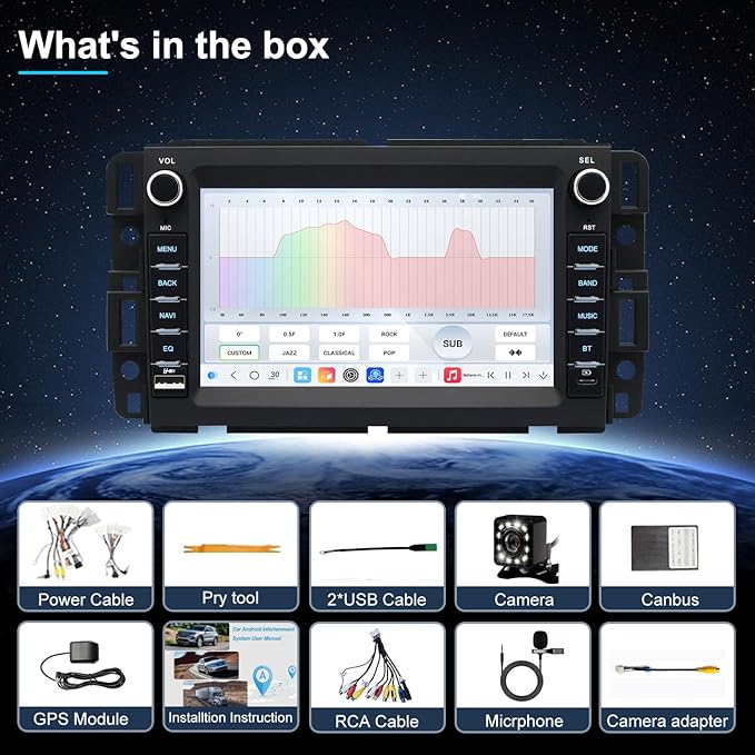 4G LTE QLED Radio for Chevy Silverado GMC Sierra Yukon 2007-2013,Touch Screen 8core Stereo Upgrade,Wireless carplay & Android Auto,Fast Charge,Free Backup Camera