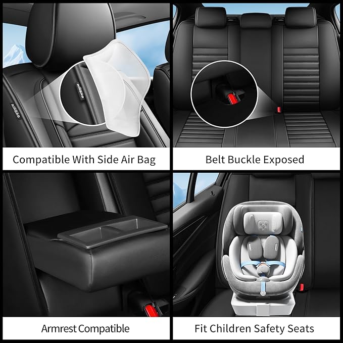 Fit RAV4 Car Seat Covers Set for Toyota RAV4 2013 2014 2015 2016 2017 2018 SE,LE,XLE, Premium,Limited,Adventure,Leather Seat Protector Replacement,Waterproof Faux Leather(Full Set,Black)