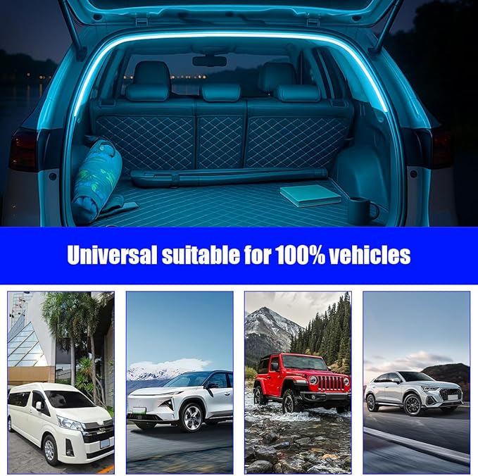 Car Trunk LED Strip Light, 6.56FT Silicone Flexible Cuttable Vehicle Trunk Cargo Ambient Lighting, Waterproof Bright Auto Trunk Interior Lamp Decoration, Universal for SUV RV Truck (Blue)