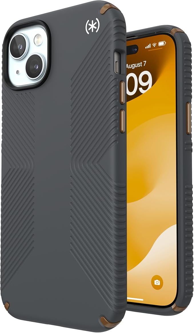 Speck Presidio2 Grip - iPhone 15 Plus Case, 6.7 inch - Grey/Bronze
