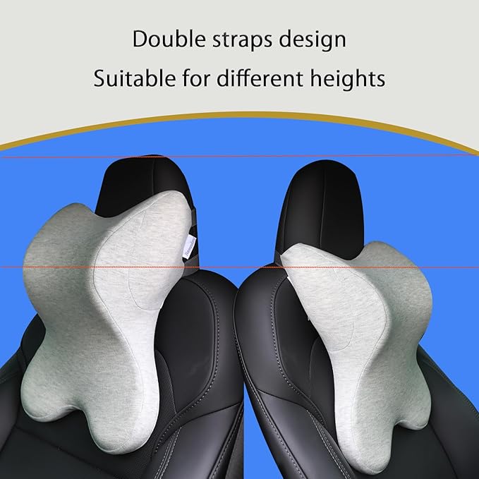 Car Neck Pillow for Driving Gaming Chair Headrest Pillow Office Chair Neck Pillow Ergonomic Design Double Straps Design Suitable for Different Heights