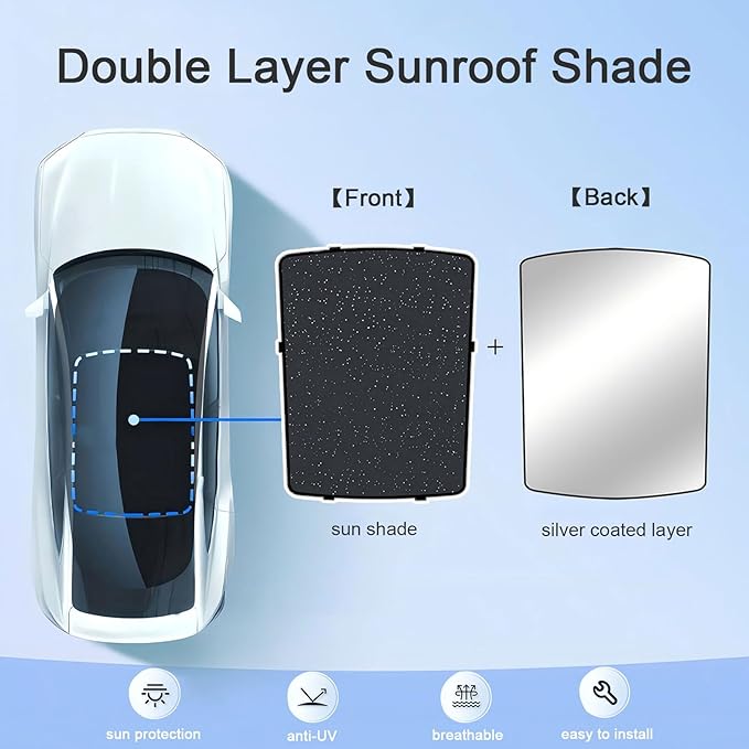QANGBOOM Car Sunroof Sunshade Compatible with Audi Q5 Accessories 2009-2017, One-Piece Glass Roof Sun Shade, Foldable Car Sunshade Roof, Sunroof Cover, Sun UV Protection