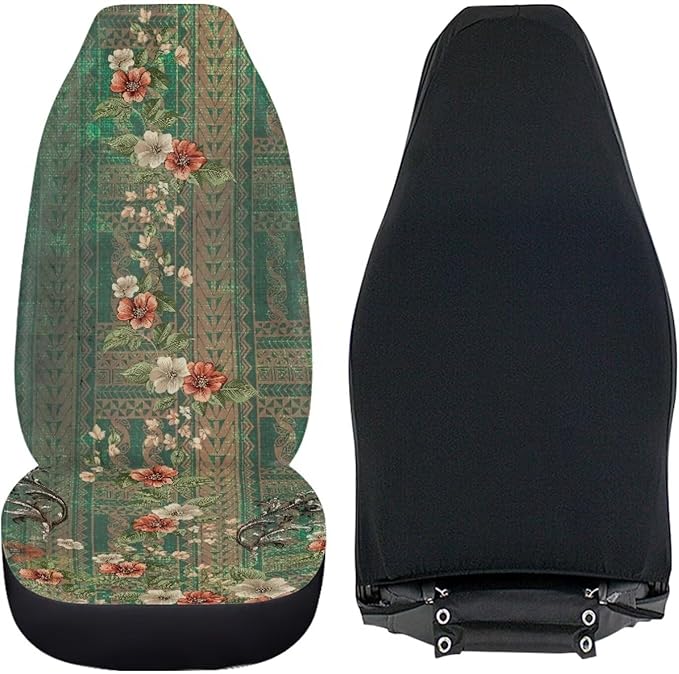 Vatenge Victoria Flower Print Universal Car Seat Protector with Polyester Fabric Thanksgiving Fall Decoration Car Seat Cover with Fixed Hook Suitable for Small Cars, Trucks, and Vans