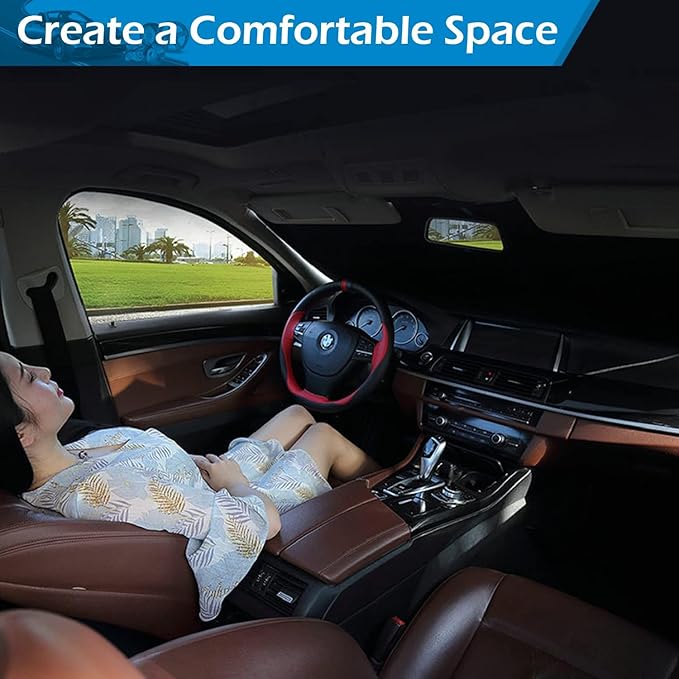 IC ICLOVER Car Windshield Sun Shade, 210T Material Foldable Front Window Sun Visor Protector, Blocks Heat and UV Rays Sun Protection Shield, Keep Your Car Cool, Fits Vans, MPV, Large Vehicles (Large)