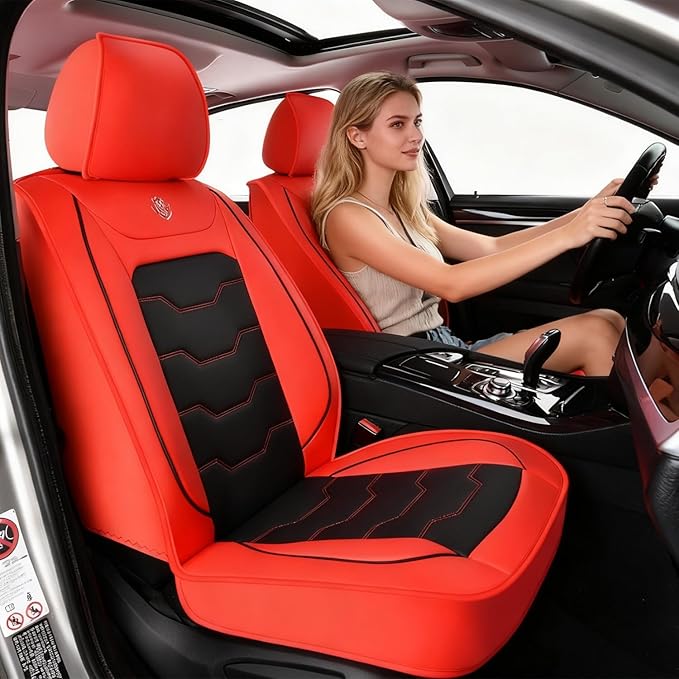 Red Car Seat Covers for Ford Bronco Sport 2021-2025 Car Seat Cover, Waterproof Faux Leather, Full Set of 5 Seats, Wear Resistance, Easy to Clean and Install, Protect and Upgrade Seats
