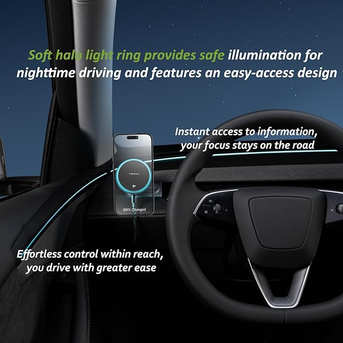 Persevere for Tesla Phone Mount Model 3 Highland 2024-2025 & Model Y Juniper 2025, 15W Qi2 Wireless Charger Strong Magnetic Holder, Fixed Driver Left Air Vent for 4-6.9" Smartphones, Anti-Slip