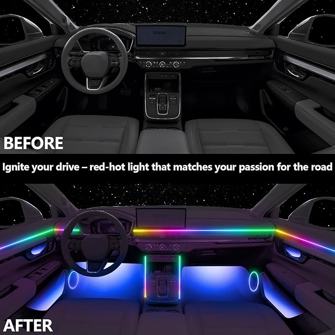 Acrylic LED Lights Interior, 18 in One LED Ambient Lighting Car Kit for Honda Civic 2025,2026, with Wireless APP Control and Synchronized Music