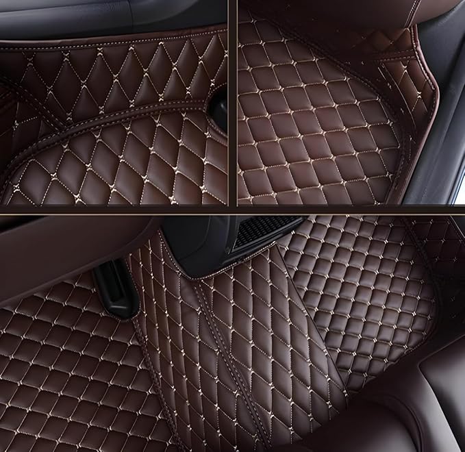 Customize Car Floor Mats for 99% Sedan SUV Sports Car All Weather Leather Full Coverage Waterproof Non-Slip Vehicle Lining Pads (All red Stitching)