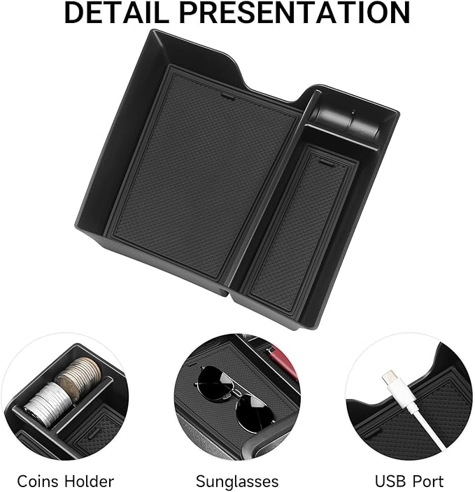 YOJOJOCO Center Console Organizer Compatible with Chevy 2025 2026 Equinox ABS Material Center Console Insert Tray Secondary Storage Box (Not for Equinox EV)
