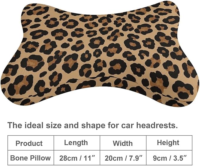 Car Neck Pillow 2 Pieces Travel Pillow Compatible with Wild Cheetah Leopard Print for Head Rest Neck Support Head Cushion Support for Car Seat Airplanes Sleeping