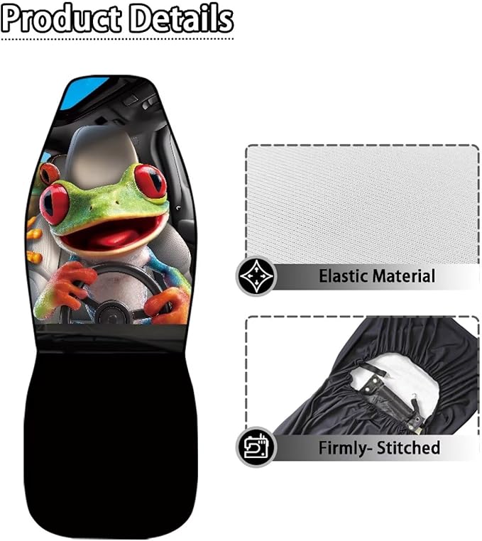 Funny Tree Frog Car Seat Covers for Front Seats Anti-Slip Comfort Front Bucket Seat Cover Universal Fit for SUV Truck Sedan