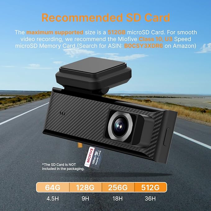 Miofive Dash Cam Mini 2, 2K+1080P FHD, Built-in Wi-Fi GPS Smart Dash Camera for Cars, 125° Wide-Angle FOV, HDR, Night Vision, G-Sensor, iOS/Android App, Loop Recording, Parking Monitor, Time-Lapse