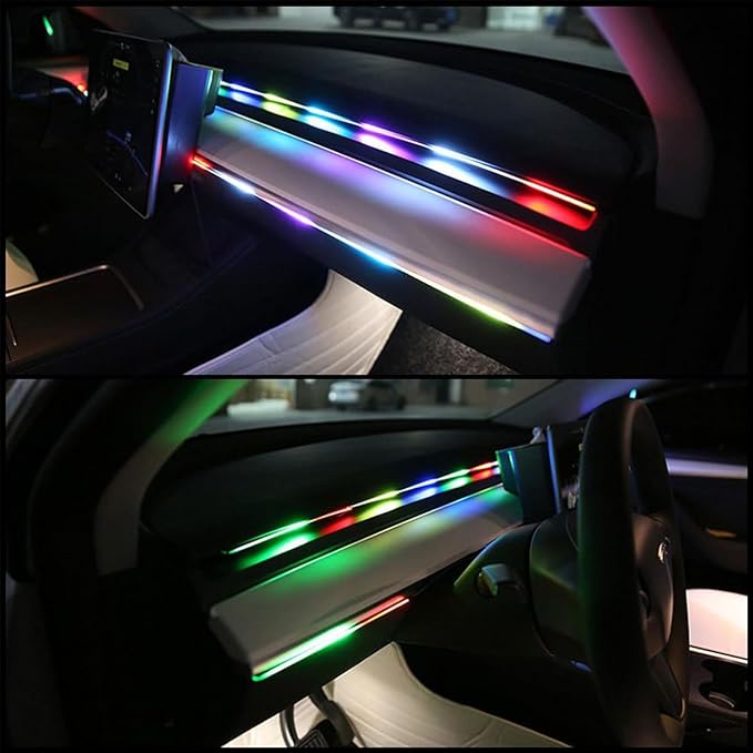 Dynamic RGB Interior Light Kit, Led Lights for Car with Dynamic Color Chasing, Adjustable Brightness for Lnterior Into A Dynamic and Colorful Space (1 Kit)