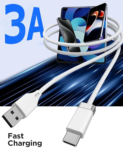 StayCable 3.3FT USB A to USB C Cable with Built-in Magnetic Holder for Nightstand, Desk and Car, 3A Fast Charging Anti-Drop Cord with 2 Adhesive Metal Plates, Braid Type-C Data Cable for iPhone 17