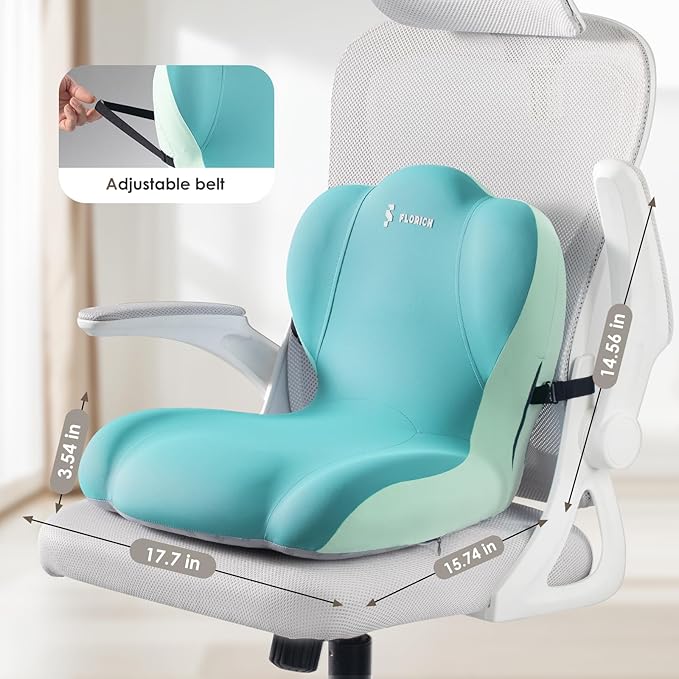 FLORICH Memory Foam Truck Seat Cushion,Car Seat Cushion and Lumbar Support Pillow for Office Chair, Ergonomic Back Support & Sciatica Relief for Long Drives(Green)