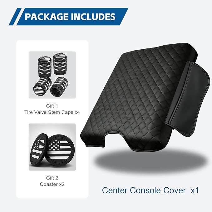 Center Console Cover Fit for 2018-2013 Dodge Ram 1500, 2013-2024 Ram 2500/3500/1500 Classic Model Thickened Leather Armrest Cover Cushion Center Lid Protector with Pockets (Jump Seat Only)
