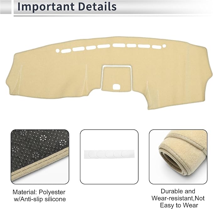 Interior Dash Cover for Hyundai Santa Fe 2007-2012 Non-Slip Dashboard Carpet Mat Polyester Silicone